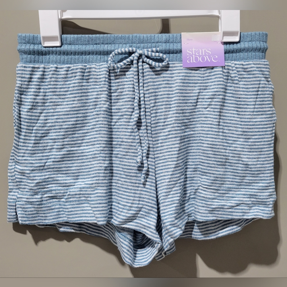 NWT Stars Above Perfectly Cozy Women's Small Blue Striped Pajama Shorts